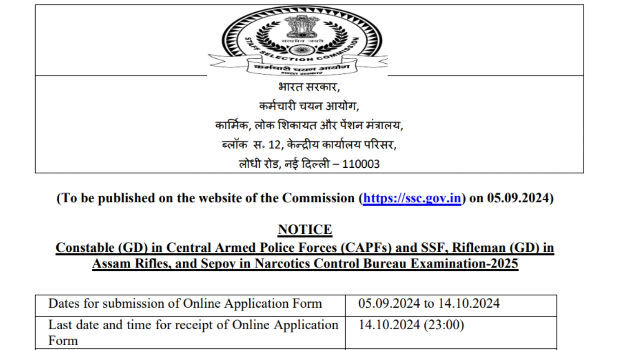 SSC GD Constable And Other Posts Recruitment 2024