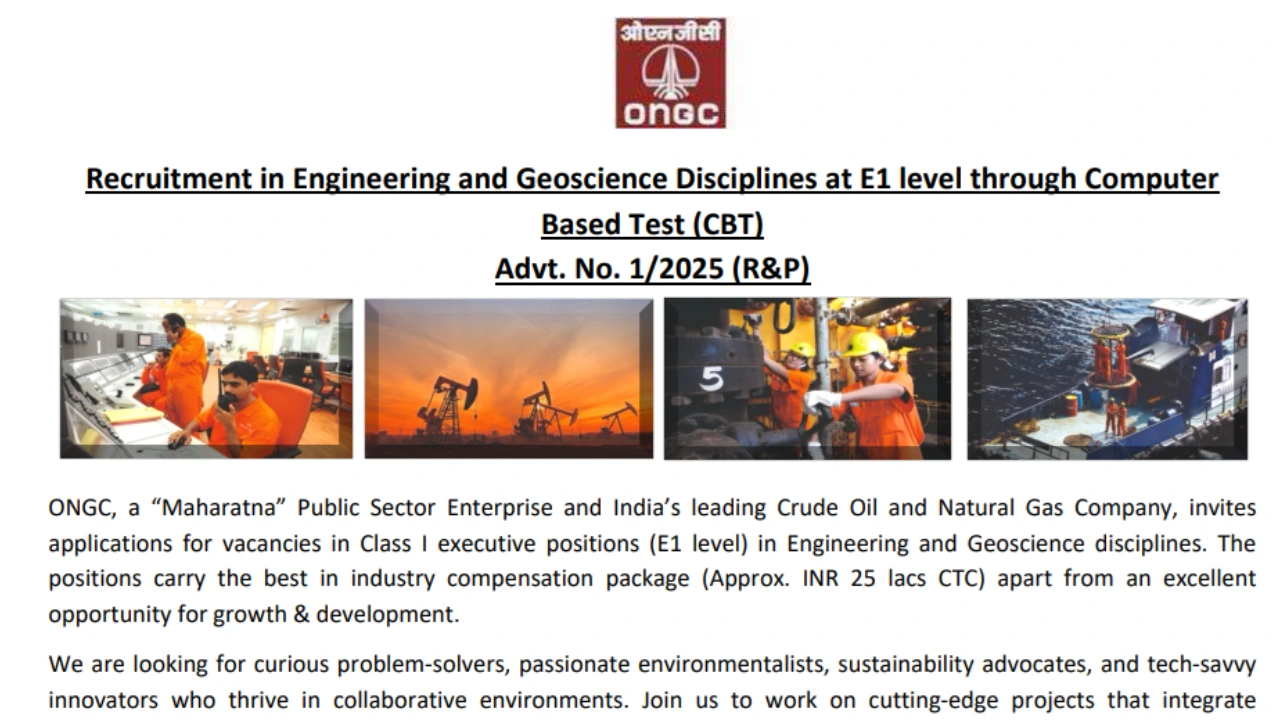 ONGC Various Posts Recruitment 2025